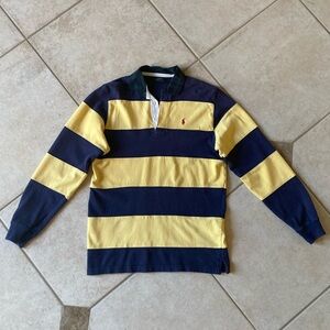 Polo by Ralph Lauren Yellow and Navy Striped Rugby Shirt